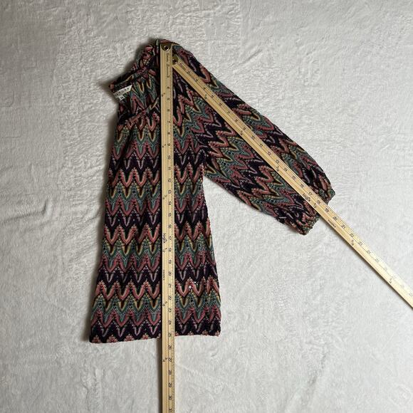 Trina Turk Women’s Knit Blouse Sz M Multicolor Vibrant Boho Gypsy Hippie Rainbow - Picture 6 of 8